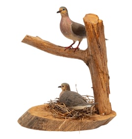 Don Gomez, American/Louisiana, b. 1951, "Mourning Dove", paint and mixed media on carved wood, 1995,