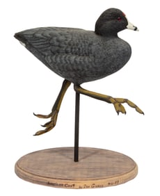 Don Gomez, American/Louisiana, b. 1951, "American Coot", paint and mixed media on carved wood, 1998,