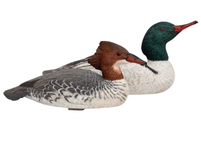 Don Gomez, American/Louisiana, b. 1951, "American Merganser Hen" and "American Merganser Drake",