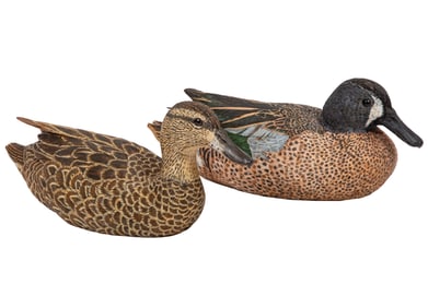 Don Gomez, American/Louisiana, b. 1951, "Blue-winged Teal Hen" and "Blue-winged Teal Drake", paint