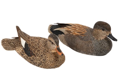 Don Gomez, American/Louisiana, b. 1951, "Gadwall Hen" and "Gadwall Drake", paint and mixed media on