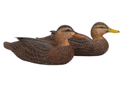 Don Gomez, American/Louisiana, b. 1951, "Louisiana Black Mallard Hen" and "Louisiana Black Duck