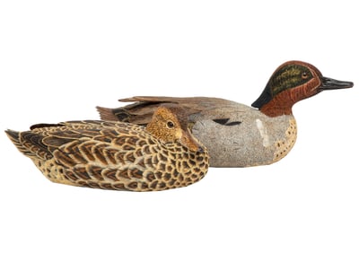 Don Gomez, American/Louisiana, b. 1951, "Green-Winged Teal Hen" and "Green-Winged Teal Drake", paint