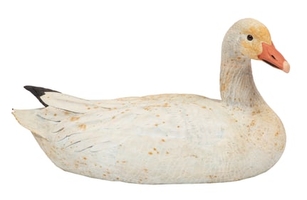 Don Gomez, American/Louisiana, b. 1951, "Snow Goose", paint and mixed media on carved wood, signed,