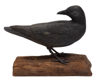 Don Gomez, American/Louisiana, b. 1951, "Crow", paint and mixed media on carved wood, 1999, signed,