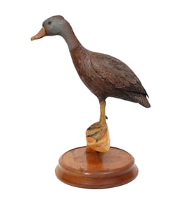 A. Wiese, American/Louisiana 20th c., "American Black Duck", paint and mixed media on carved wood