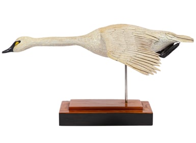 A. Wiese, American/Louisiana 20th c., "Flying Goose", paint and mixed media on carved wood