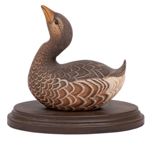 Lady and Peter Galatas, American/Louisiana 20th c., "Duck", paint and mixed media on carved wood