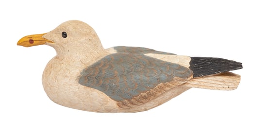 S. Leonard, American 20th c., "Seagull", paint on carved wood