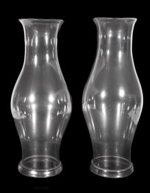 Pair of Antique American or English Glass Hurricane Shades