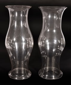 Two Antique American or English Glass Hurricane Shades