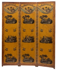 Antique Continental Three-Panel Screen