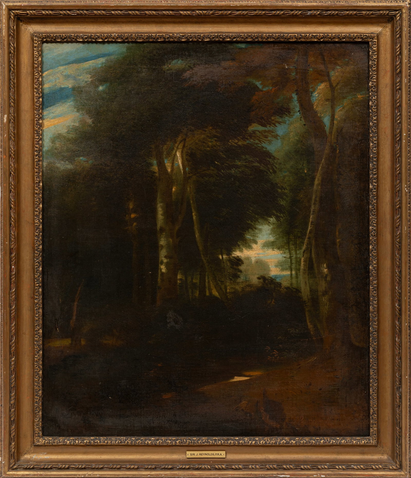 Attributed to Sir Joshua Reynolds, British 1723-1792, "Landscape", oil on canvas (1 of 3)