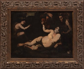 Leon Joseph Florentin Bonnat, French 1833-1922, "Bacchanalian Scene", oil on canvas