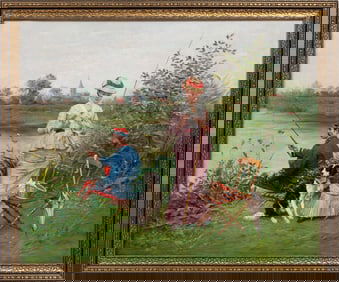 Jules Scalbert, French 1851-1928, "The Fishing Party", oil on canvas