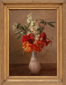 Johannes Adam Simon Oertel, German/American 1823-1909, "Still Life of a Bouquet of Flowers", oil on