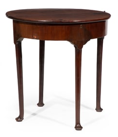 Queen Anne Carved Mahogany Cellarette Demilune Tea Table