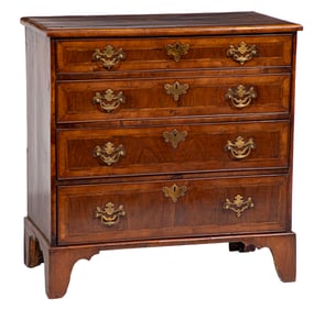 Georgian-Style Burl Walnut Bachelor Chest