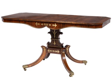 Regency Brass Inlaid Rosewood Library Table