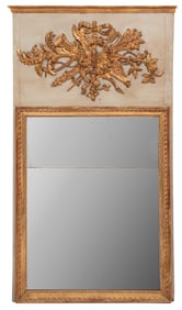 Antique French Giltwood and Polychrome Trumeau Mirror