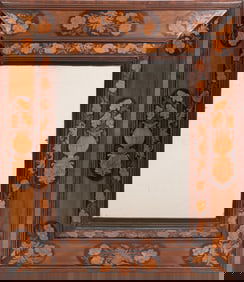 Queen Anne Marquetry Inlaid Cushion Mirror