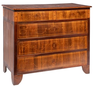 Italian Neoclassical Inlaid Marquetry Tulipwood Commode
