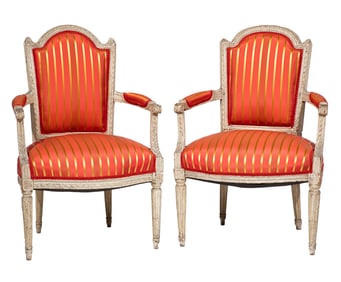 Pair of Louis XVI-Style Gris Peinte Fauteuils