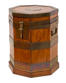 Anglo-Colonial Hardwood Octagonal Brass-Bound Cellarette