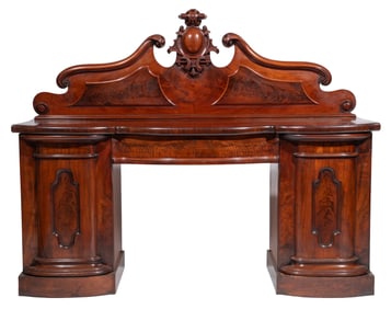 William IV-Style Carved Mahogany Pedestal Sideboard