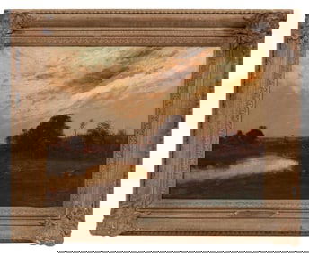 Robert Crannell Minor, Sr., American/New York 1839-1904, "Landscape at Sunset", oil on canvas