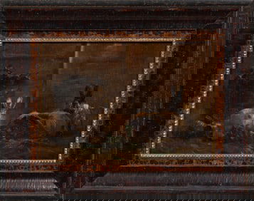 Attributed to Eastman Johnson, American 1824-1906, "Rabbit Repast", oil on panel