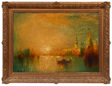 George Henry Bogert, American 1864-1944, "Venetian Canal Scene", oil and mixed media on canvas