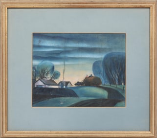 Dale William Nichols, American/Nebraska 1904-1995, "Day's End", pastel and graphite on rice paper