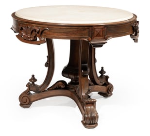 American Victorian Carved Rosewood Center Table