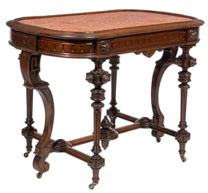 American Renaissance Carved Walnut Center Table