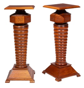 Pair of American Carved Mahogany Pedestals