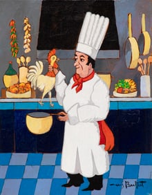 Guy Buffet, French 1943-2023, "Poule au Pot", acrylic on gallery-wrapped canvas