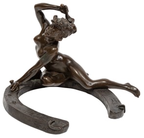 Georges Recipon, French 1860-1920, "Le Porte Bonheur (The Lucky Charm)", bronze