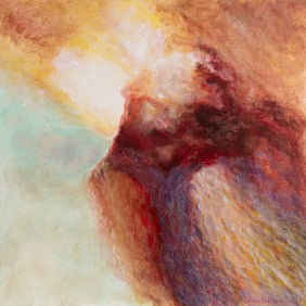 Donna Southard, American/Florida b. 1949, "Abstract Composition in Blue, Yellow and Red", oil on