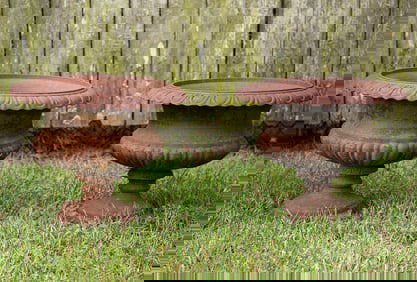 Pair of American Cast-Iron Urns