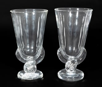 Pair of Steuben Glass Flower Vases