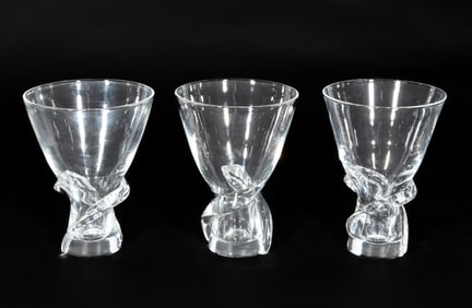 Three Steuben Glass Spiral Vases