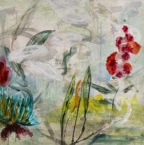 Allison Stewart, American/Louisiana b. 1941, "2 From the Edge #2 (R)", mixed media on