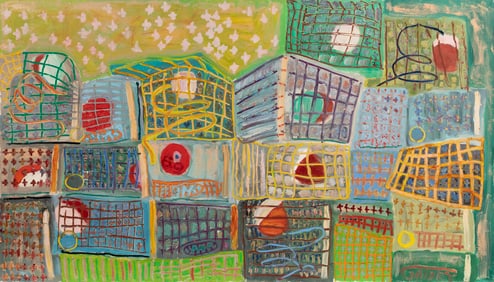 Natalie Gaidry, American/Louisiana b. 1961, ?Crab Traps in Des Allemandes?, oil on canvas