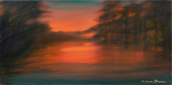 Melissa Bonin, American/Louisiana b. 1960, "Snapped Cypress and High Waters", oil on gallery-wrapped