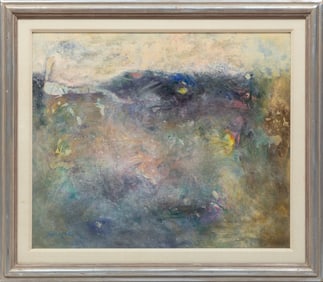 Nancy Harris, American/Louisiana b. 1951, "Abstract in Blues", mixed media on foamcore