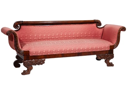 American Classical Carved Mahogany Sofa