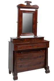 American Late Classical Carved Mahogany Mirror-Back Dressing Chest