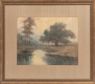 Alexander John Drysdale, American/Louisiana 1870-1934, "Louisiana Bayou", oil wash on board