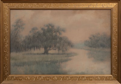 Alexander John Drysdale, American/Louisiana 1870-1934, "Misty Morning in City Park?, oil wash on